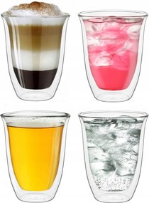 Lux Márkás 4x Pohár Dupla Falú Hőfújt Üveg 400ml Cr