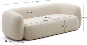 Krémszínű buklé kanapé 246 cm Martina – Kave Home