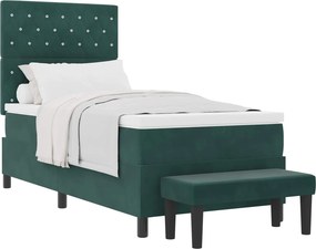 vidaXL Boxrugós ágy matracmal Sötétzöld 100 x 200 cm Bársony