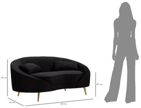 Kanapé 2 személyes oslo párnákkal fekete 148x84x68cm
