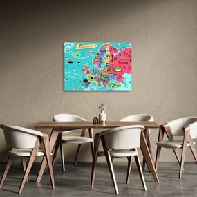 Kép - gyermek térkép Európa (üvegen) (70x50 cm)