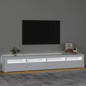 fehér TV-szekrény LED-lámpákkal 240x35x40 cm
