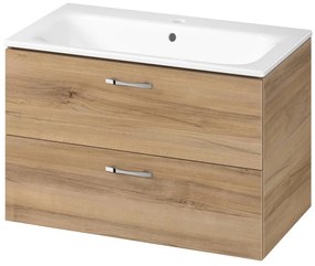 Cersanit S801-539 - NIKO falra szerelhető fürdőszobaszekrény mosdóval 80x45 cm, dió