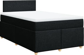 vidaXL fekete szövet rugós ágy matraccal 120 x 190 cm