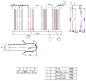 Törölközőszárító radiátor 40 x 100 cm - Nero Italia (szürke)