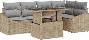 vidaXL Kerti Kanapé Szett párnával 6 pcs bézs és világosszürke