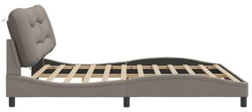 tópszínű szövet ágykeret LED-ekkel matrac nélkül 200 x 200 cm