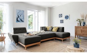 Dazzling Daisy sötétszürke kinyitható U alakú kanapé, jobb oldalas - Miuform