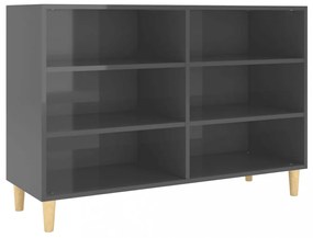 magasfényű szürke szerelt fa tálalószekrény 103,5 x 35 x 70 cm