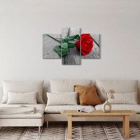 Kép - Piros rózsa zöld szárral (90x60 cm)
