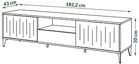 MAZZONI Gold Medal 2024 RIMINI RTV-182 Beige/Fekete Matt TV állvány - MODERN FIÓKOS/POLCOS TV ÁLLVÁNY BORDÁZOTT ELŐLAPOKKAL