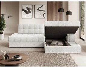 Krémszínű buklé kinyitható sarokkanapé (jobb oldali-heverő résszel) Blezalt – ELTAP