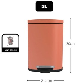 Terrakotta színű acél pedálos szemetes 5 l Akira – Spirella