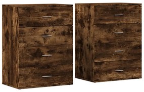 2 db füstös tölgy színű szerelt fa tálalószekrény 60x39x80 cm