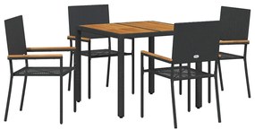 vidaXL Kert étkező szett 5 pcs Fekete polirattan