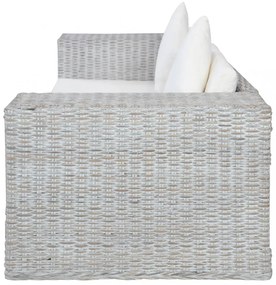 2 személyes szürke természetes rattan kanapé párnával