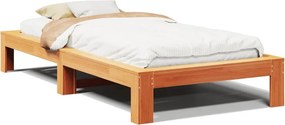 vidaXL viaszbarna tömör fenyőfa ágy matrac nélkül 90 x 200 cm