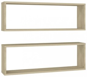 2 db sonoma tölgy színű szerelt fa fali polc 80 x 15 x 26,5 cm