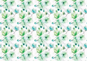 Fotótapéta Virágok akvarellek zöld-kék vinil minták 368x254 +ragasztó