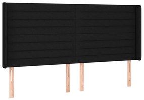 fekete szövet LED-es fejtámla 163x16x118/128 cm