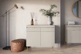 Sentia komód 105 cm, kétajtós két fiókkal - kasmír / aranysárga