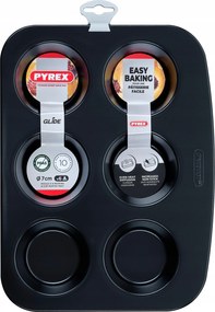 Muffin/sütemény forma 6 darabos Pyrex téglalap alakú Glide Ø 7 cm (27x20 cm külső méret)