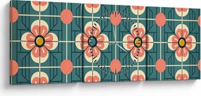 Kép - Retro virágminta (órával) (90x30 cm)