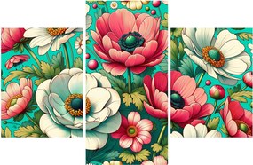 Kép - Virágok kék háttéren (90x60 cm)