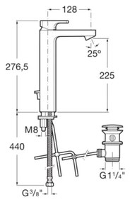 Roca A5A3G01C00 - Mosdócsaptelep + leeresztő L90 27,6 cm fényes króm