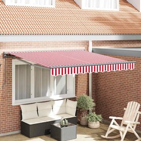 Behúzható napellenző Piros és fehér csíkos 300x250 cm szövet