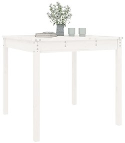 fehér tömör fenyőfa kerti asztal 82,5 x 82,5 x 76 cm