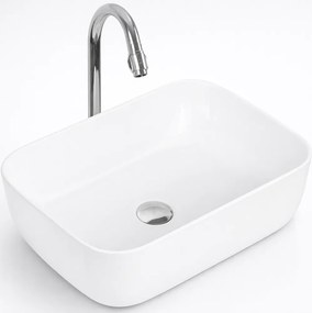 BERLIN || Pultra helyezhető mosdókagyló, kerámia, fehér, négyszögletes