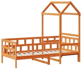 viaszbarna tömör fenyőfa kanapéágy tetővel 90 x 200 cm