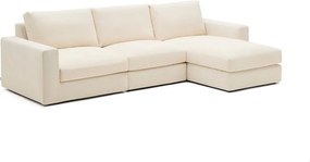 Bézs zsenília sarokkanapé (jobb oldali-heverő résszel) Alea – Kave Home