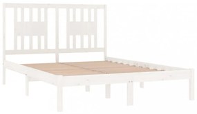 vidaXL Double fehér tömör fa ágykeret 135 x 190 cm
