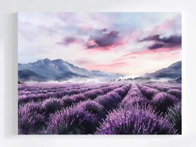 Canvas Levendula Mező Naplemente Hegyek Romantic 100x75 Vászonkép