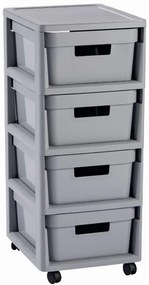Curver Infinity 4x11L fiókos polc, világos szürke