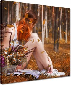 Vászonkép 40x40 Őszi vörös csaj