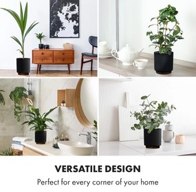 Fox & Fern Enspijk, virágcserepek, diófa, Polystone, kézzel készített, 2 méretben