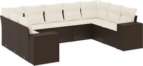 vidaXL 9 részes barna polyrattan kerti ülőgarnitúra párnákkal