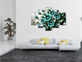Kép - 3D türkiz virágok (150x105 cm)