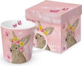 Nagy Porcelán Bögre Nyuszi koszorúban