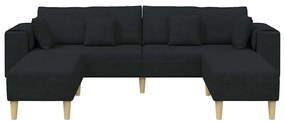 Szövet kanapé párnával 3 pcs Fekete 208 cm szövet