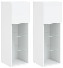 2 db fehér TV-szekrény LED-világítással 30,5 x 30 x 90 cm