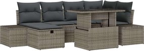 vidaXL Kerti Kanapé Szett 7 pcs Szürke polirattan