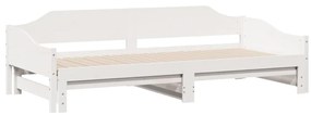 fehér tömör fenyőfa kihúzható kanapéágy 90 x 200 cm