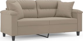 vidaXL 2 személyes tópszínű mikroszálas szövetkanapé párnákkal 140 cm