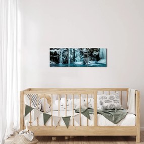 Befagyott vízesés képe (órával) (90x30 cm)
