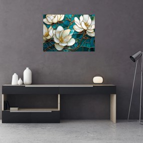 Üveg kép - Ólomüveg magnóliával (70x50 cm)