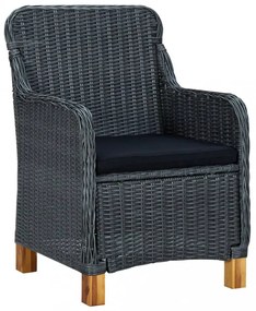 vidaXL 7 részes sötétszürke polyrattan kültéri étkezőszett párnákkal